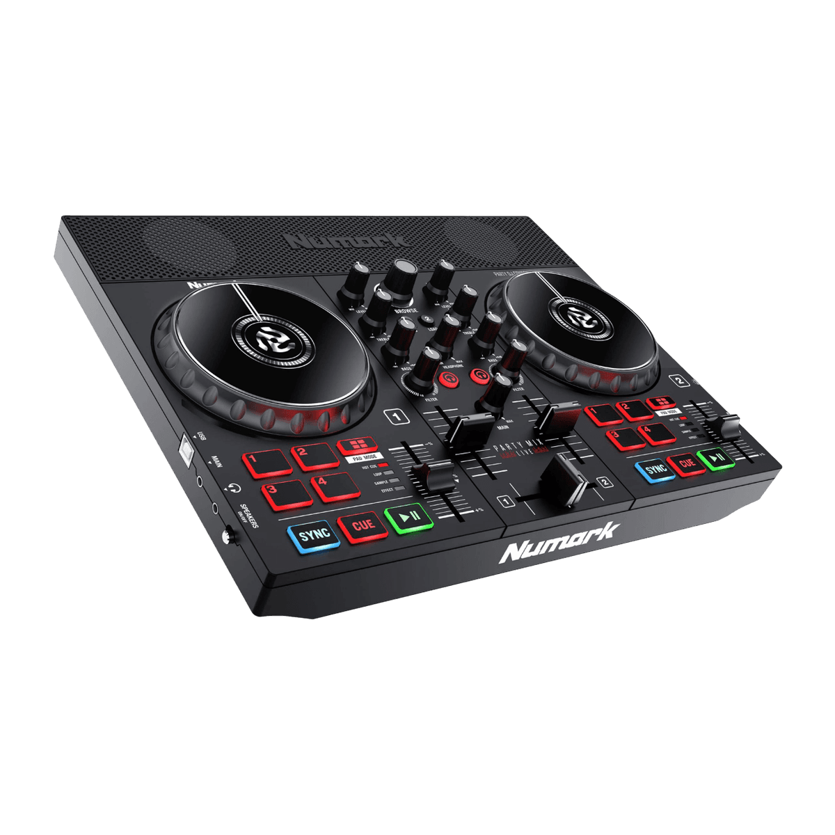 NUMARK PARTYMIX LIVE DJ CONTROLLER BUILT IN WITH LIGHT SHOW AND SPEAKERS