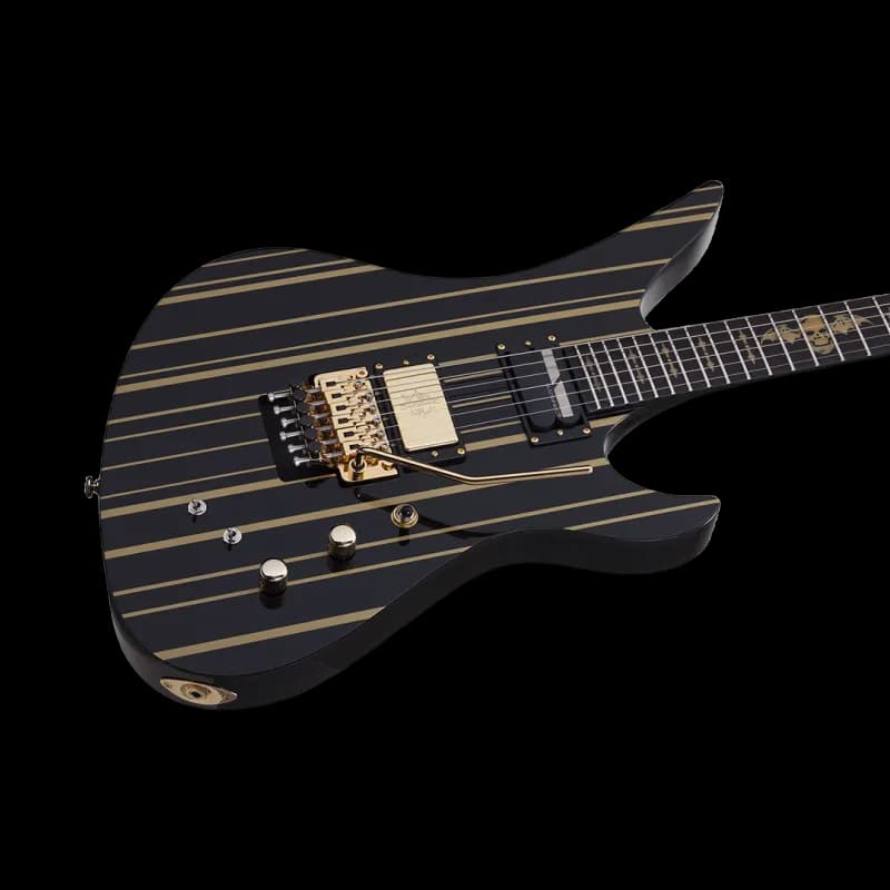 SCHECTER SYNYSTER GATES CUSTOM-S BLK/GOLD BLACK WITH GOLD STRIPES ELECTRIC GUITAR
