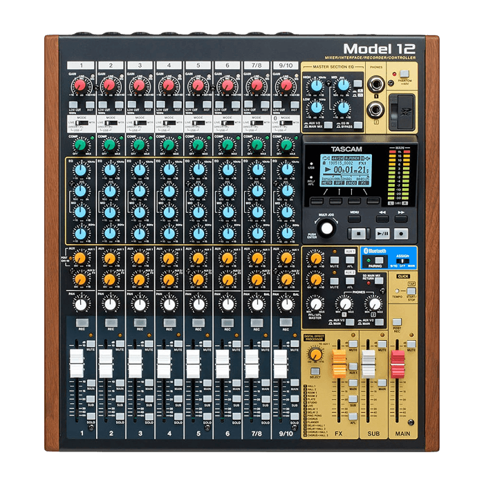 TASCAM MODEL 12 12-TRACK DIGITAL RECORDING MIXER WITH DAW AND AUDIO INTERFACE