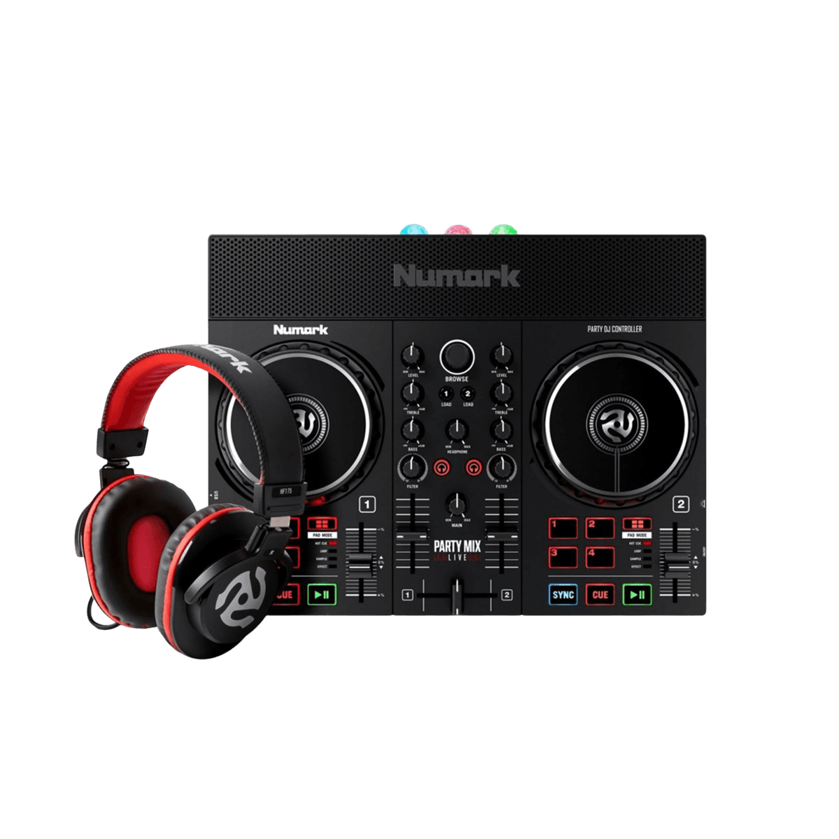 NUMARK PARTYMIX LIVE BUNDLE DJ CONTROLLER AND DJ HEADPHONES