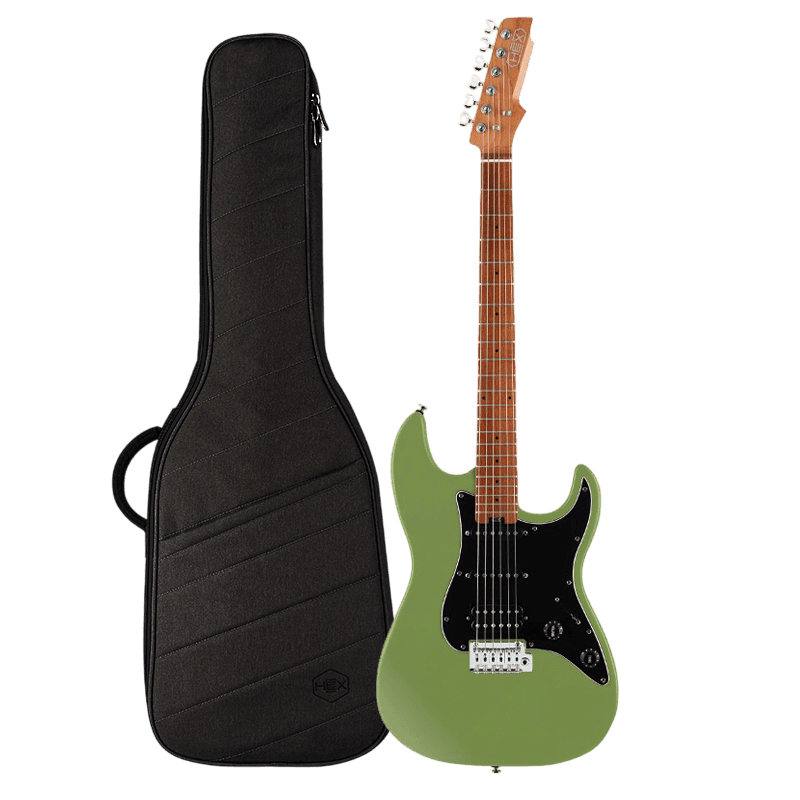 HEX STRATOCASTER E300 S/SF SATIN SAFARI GREEN LOCKING TUNER GITAR ELEKTRIK