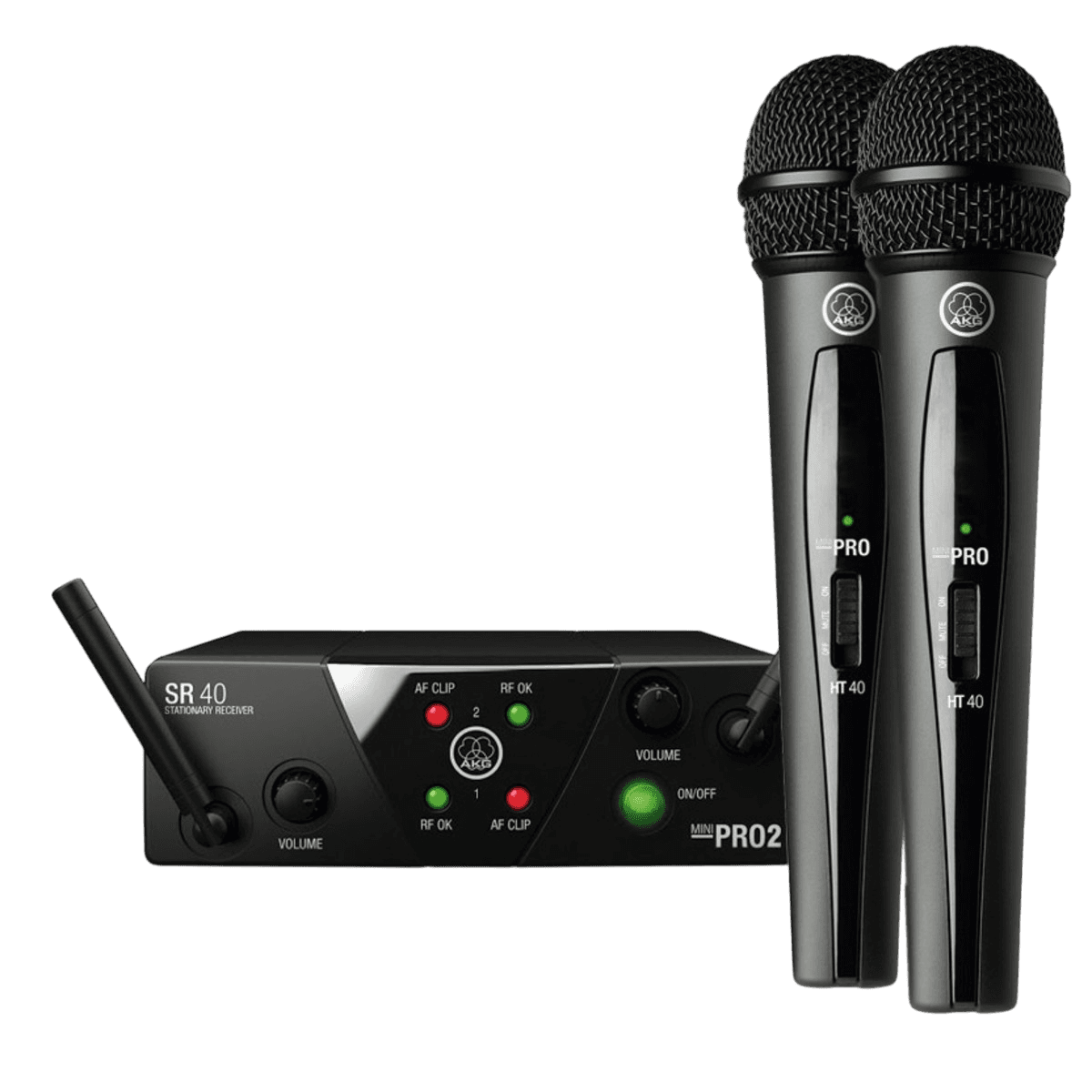 AKG WMS 40 MINI DUAL HANDHELD WIRELESS VOCAL MICROPHONE
