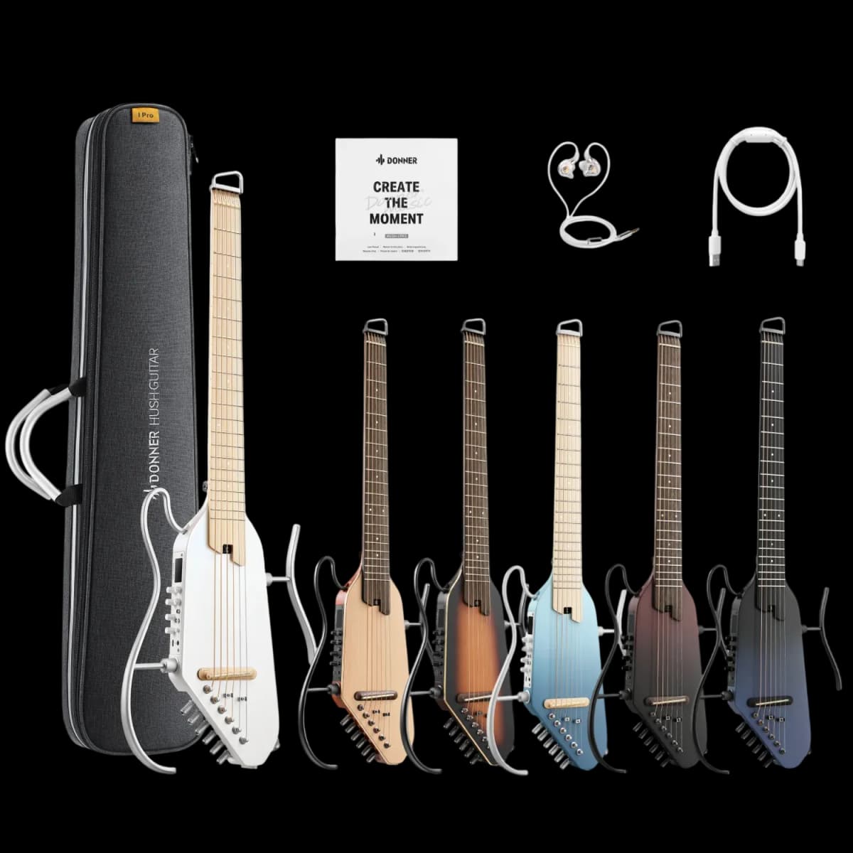 DONNER HUSH I PRO ACOUSTIC ELECTRIC SILENT TRAVEL GUITAR KIT