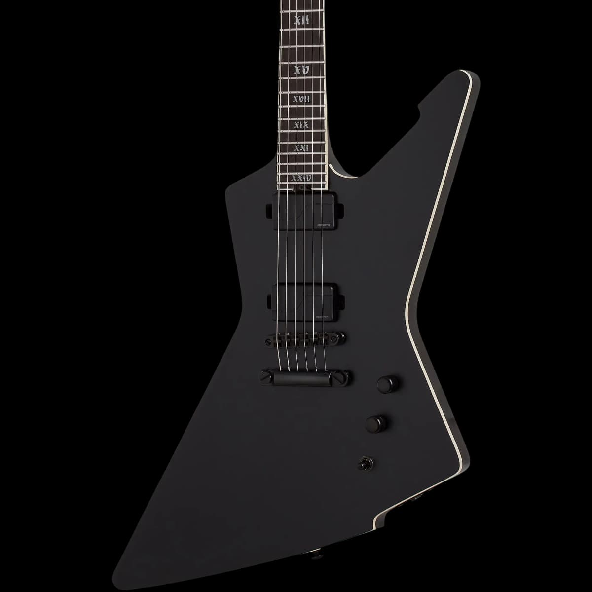 SCHECTER E1 SLS ELITE EVIL TWIN SBK SATIN BLACK ELECTRIC GUITAR